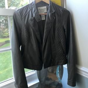 Grey Chic Faux Leather Jacket by American Rag